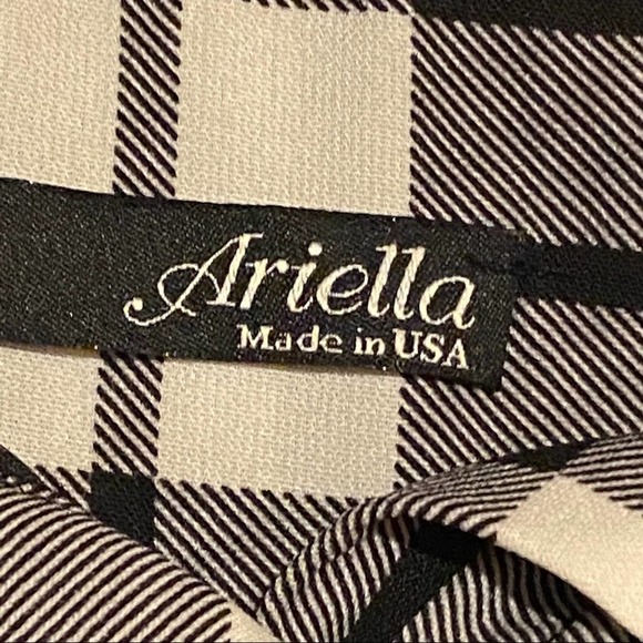 Ariella Black and White Plaid Snap Front Tie Top Women's M Medium - Picture 2 of 9